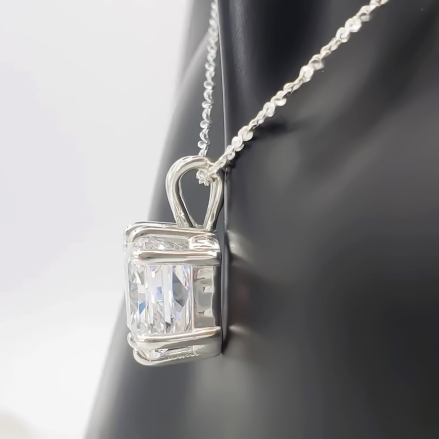 5.65 ct DEW Princess Cut Moissanite Pendant Gold Vermeil Holiday Jewelry Gift