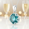 16.30 Ct Round Blue Moissanite Pendant in Gold Vermeil for Black Friday Gift