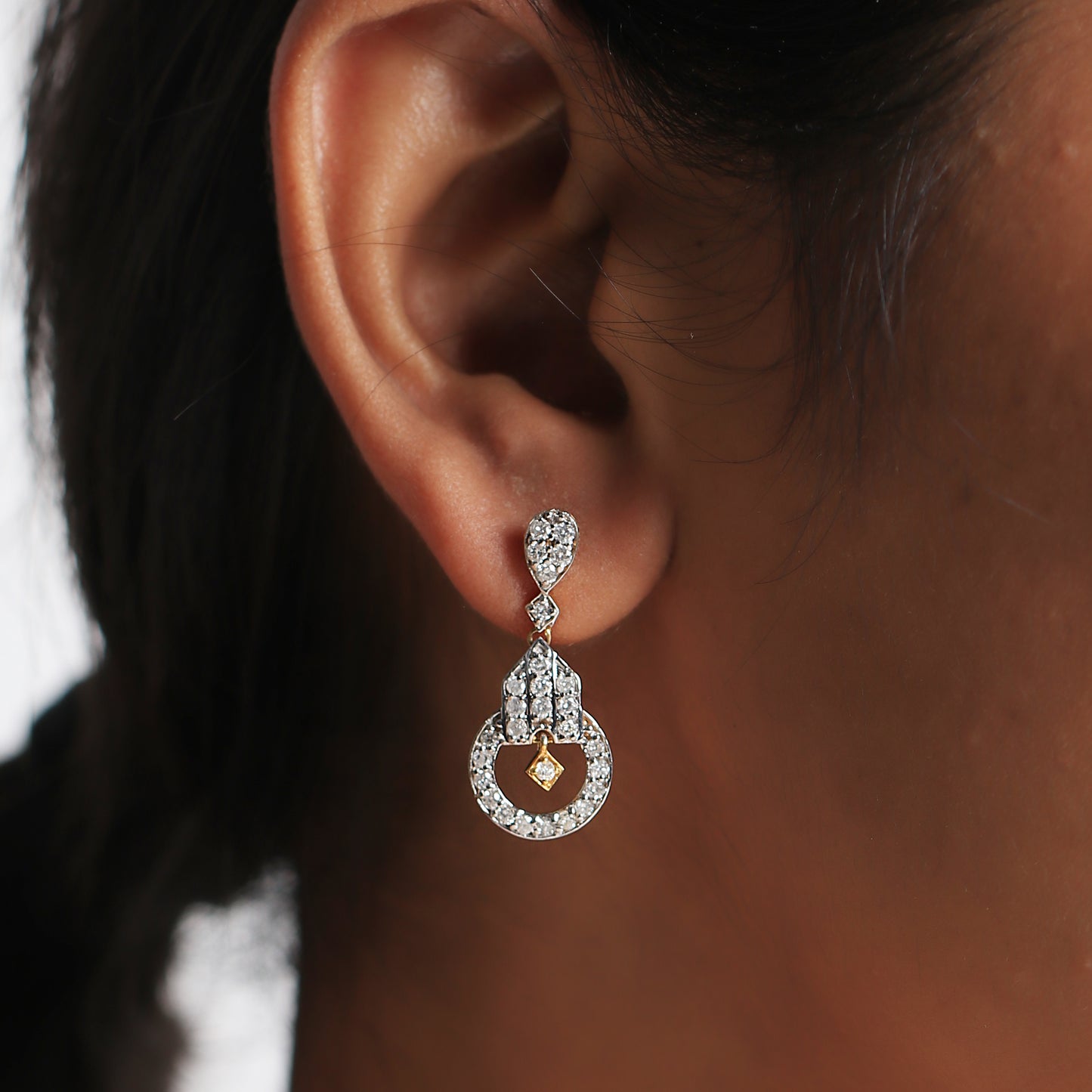 1.05 Ct. IGI Certified Natural Diamond  Dangle Earrings in 18K Yellow Gold