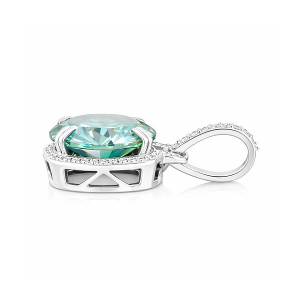 Certified 20 Ct Round Blue Moissanite Pendant in Gold Vermeil – Holiday Gift