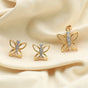 18KT Yellow Gold 0.26 Ct Butterfly Design  Natural Diamond Pendant And Earrings