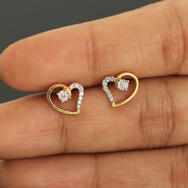 0.10 Ct. 18K Yellow Gold Stud Earrings with Natural Diamond IGI Certified -