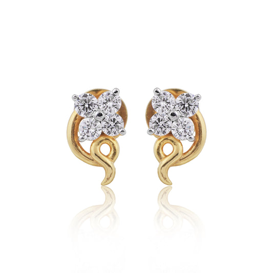 0.44 Ct. Natural Diamond Stud Earrings in 18K Yellow Gold IGI Certified