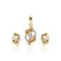 0.38 Ct  Natural Diamond Pendant And Earrings Set 18KT Yellow Gold IGI Certified
