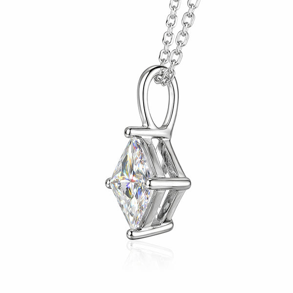 3.50 ct DEW Princess Cut White Moissanite Pendant in – Birthday Gift 18K Gold Plated Ve 18K Gold Plated