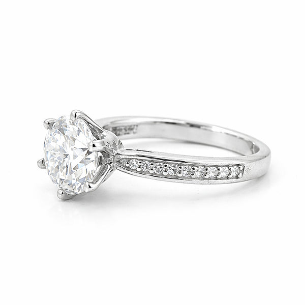 3.20 ct DEW Certified Round Cut White Moissanite Solitaire Ring 18K Gold Plated