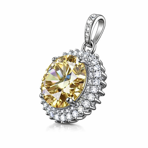 10.50 ct DEW Champagne Moissanite Pendant Gold Vermeil Certified for Festive Gift