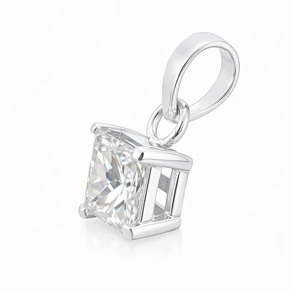 4.00 ct DEW Princess Cut Certified Moissanite Pendant Gold Vermeil Holiday Jewelry