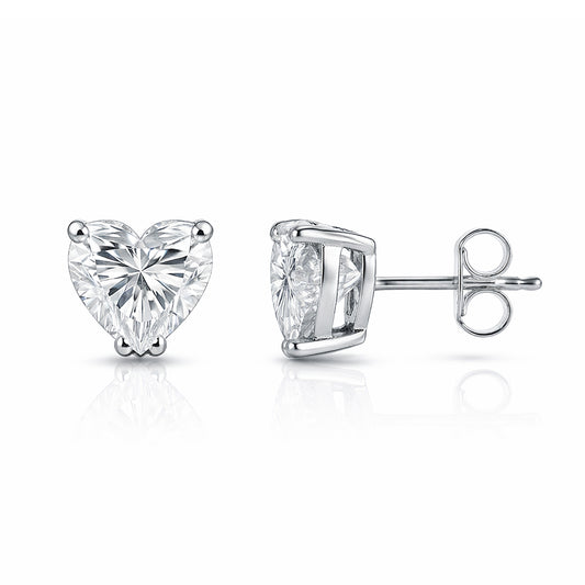 4 ct DEW Certified Treated White Moissanite Solitaire Studs Great Shine 18K Gold Plated