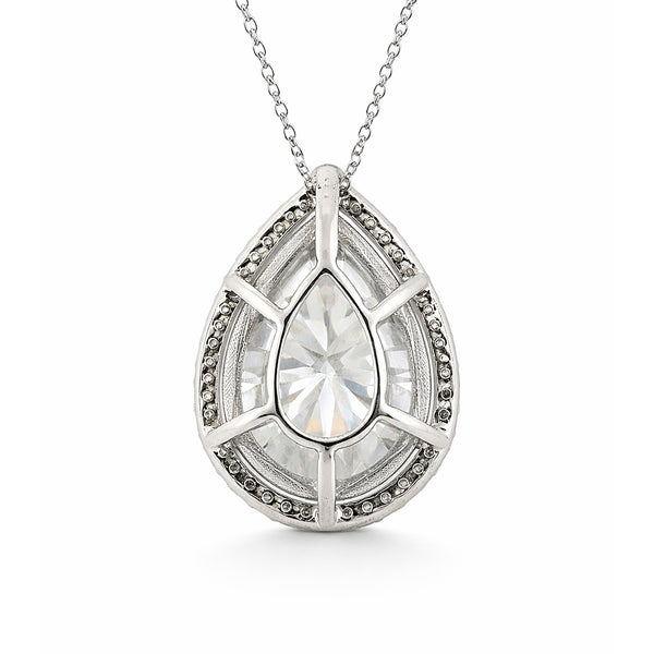 25.50 ct DEW Certified White Moissanite Pendant in 925 Silver – Anniversary Gift