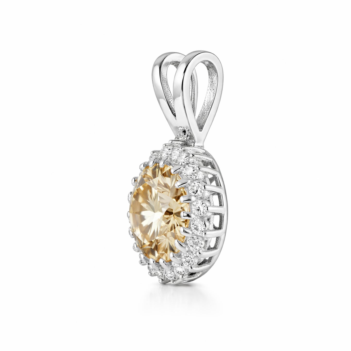 5.70 Ct Champagne Moissanite Pendant in Gold Vermeil Certified for Her Gift