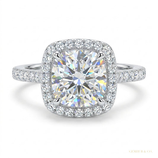 3.14 ct DEW Round Cut White Moissanite Ring – Holiday Engagement Gift 18K Gold Plated V 18K Gold Plated – white background main image