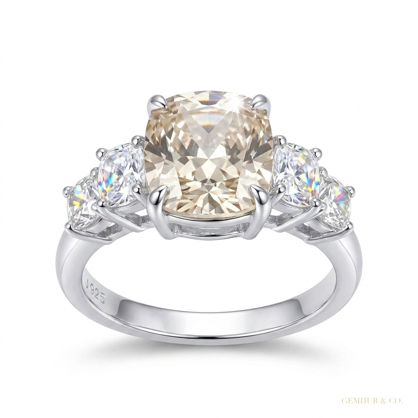 3.18 ct DEW Off White Moissanite Ring Gift for Women – Christmas Sale 18K Gold Plated V 18K Gold Plated – white background main image