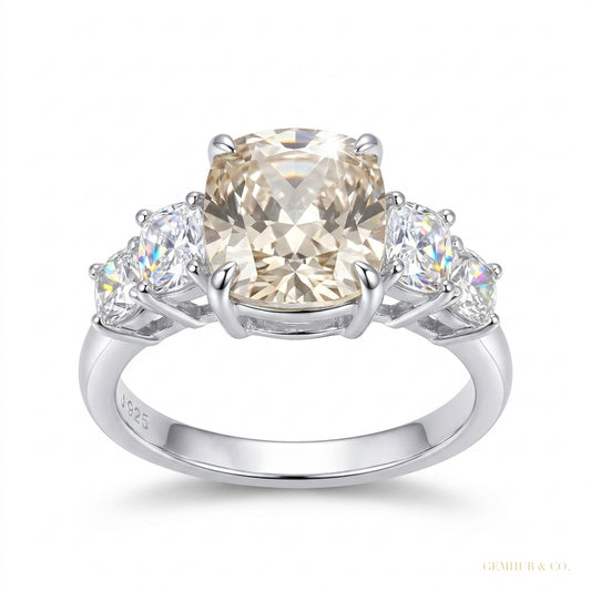 3.18 ct DEW Off White Moissanite Ring Gift for Women – Christmas Sale 18K Gold Plated V 18K Gold Plated – white background main image