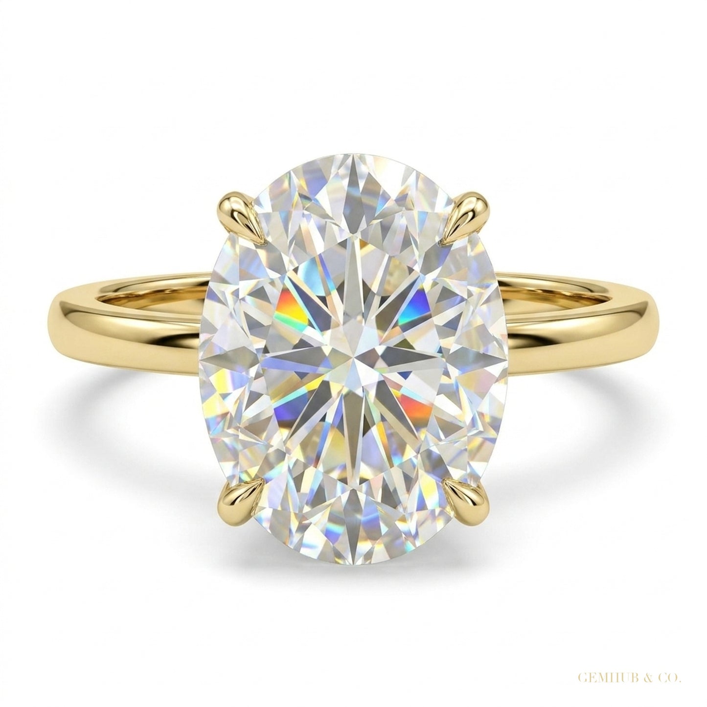 3.20 ct DEW Oval Cut Off White Moissanite Ring Certified Fine Jewelry 18K Gold Plated V 18K Gold Plated – white background main image