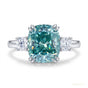3.20 ct DEW Round Cut Blue Moissanite Solitaire Ring in Certified 18K Gold Plated Verme 18K Gold Plated