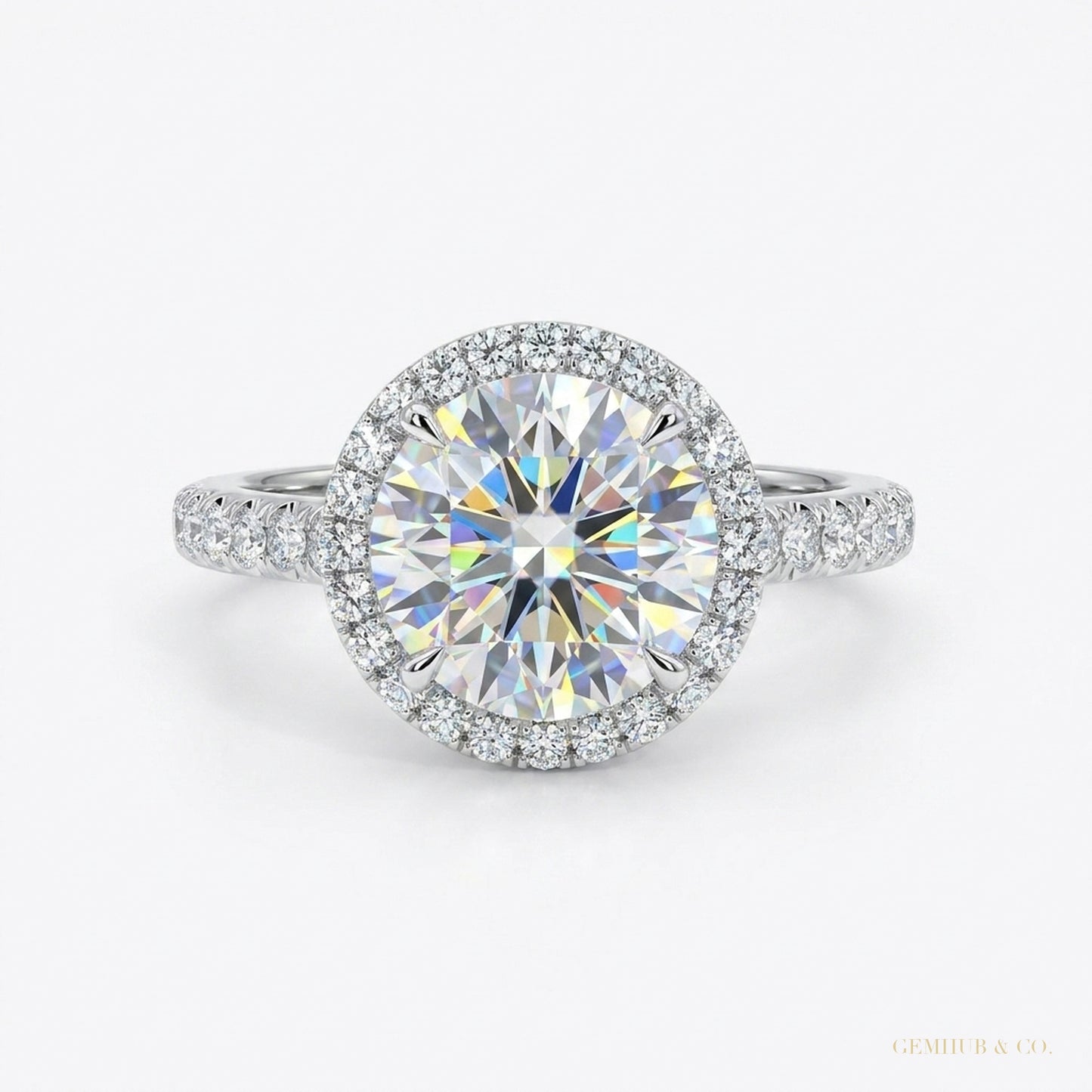 3.25 ct DEW Round Off White Moissanite Solitaire Ring in – Gift Pick 18K Gold Plated Ve 18K Gold Plated – white background main image