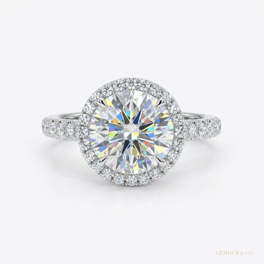 3.25 ct DEW Round Off White Moissanite Solitaire Ring in – Gift Pick 18K Gold Plated Ve 18K Gold Plated – white background main image