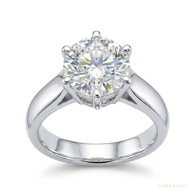 3.30 ct DEW Round Cut White Moissanite Halo Ring in Gift for Engagement 18K Gold Plated