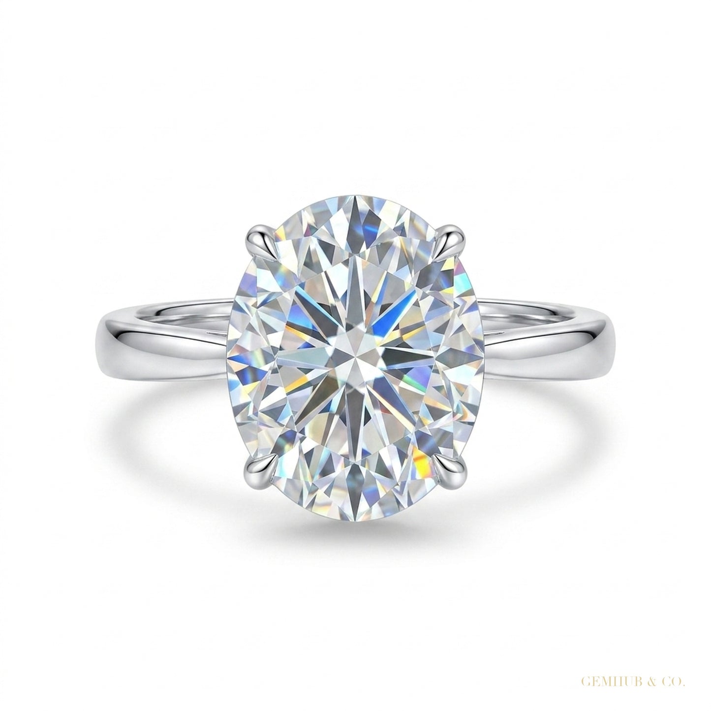 3.50 ct DEW Oval Cut White Solitaire Moissanite in Engagement Ring 18K Gold Plated Verm 18K Gold Plated – white background main image