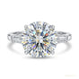3.50 ct DEW Round Cut Treated Moissanite Engagement Ring in Certified 18K Gold Plated V 18K Gold Plated