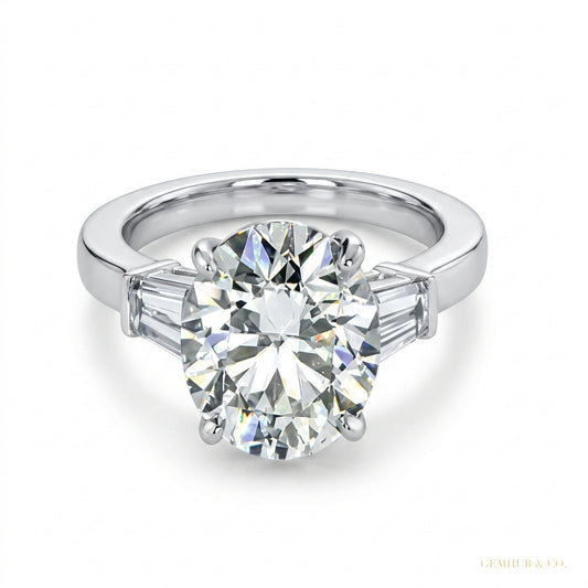 3.50 ct DEW Round Moissanite Solitaire Ring Bridal Wedding Gift for Women 18K Gold Plat 18K Gold Plated – white background main image