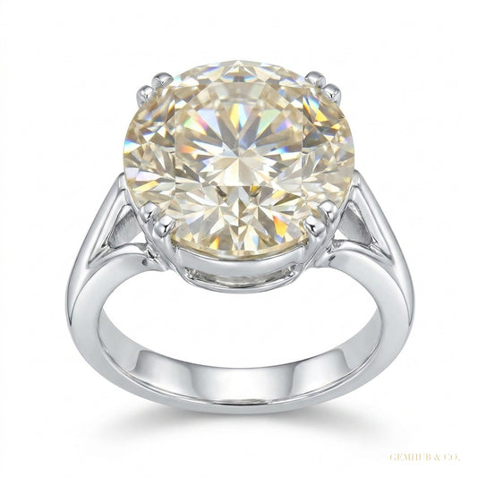 3.50 Cts Certified Round Cut White Moissanite Solitaire Ring In 18K Gold Plated Ver 18K Gold Plated – white background main image