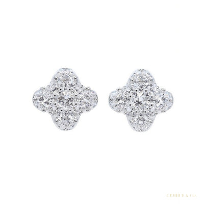 Round Natural GH/SI Diamond 0.40Ct Clover Stud Daily Wear Earring 14k White Gold