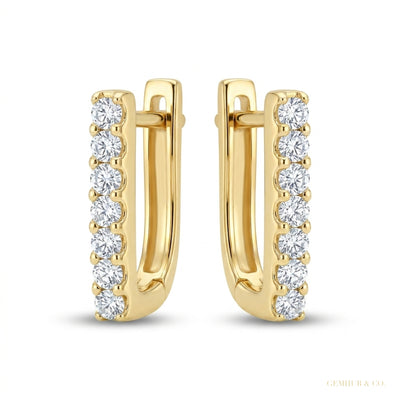 0.18Ct Round GH/SI Natural Diamond Square Hoop Earrings For Her 14k Yellow Gold