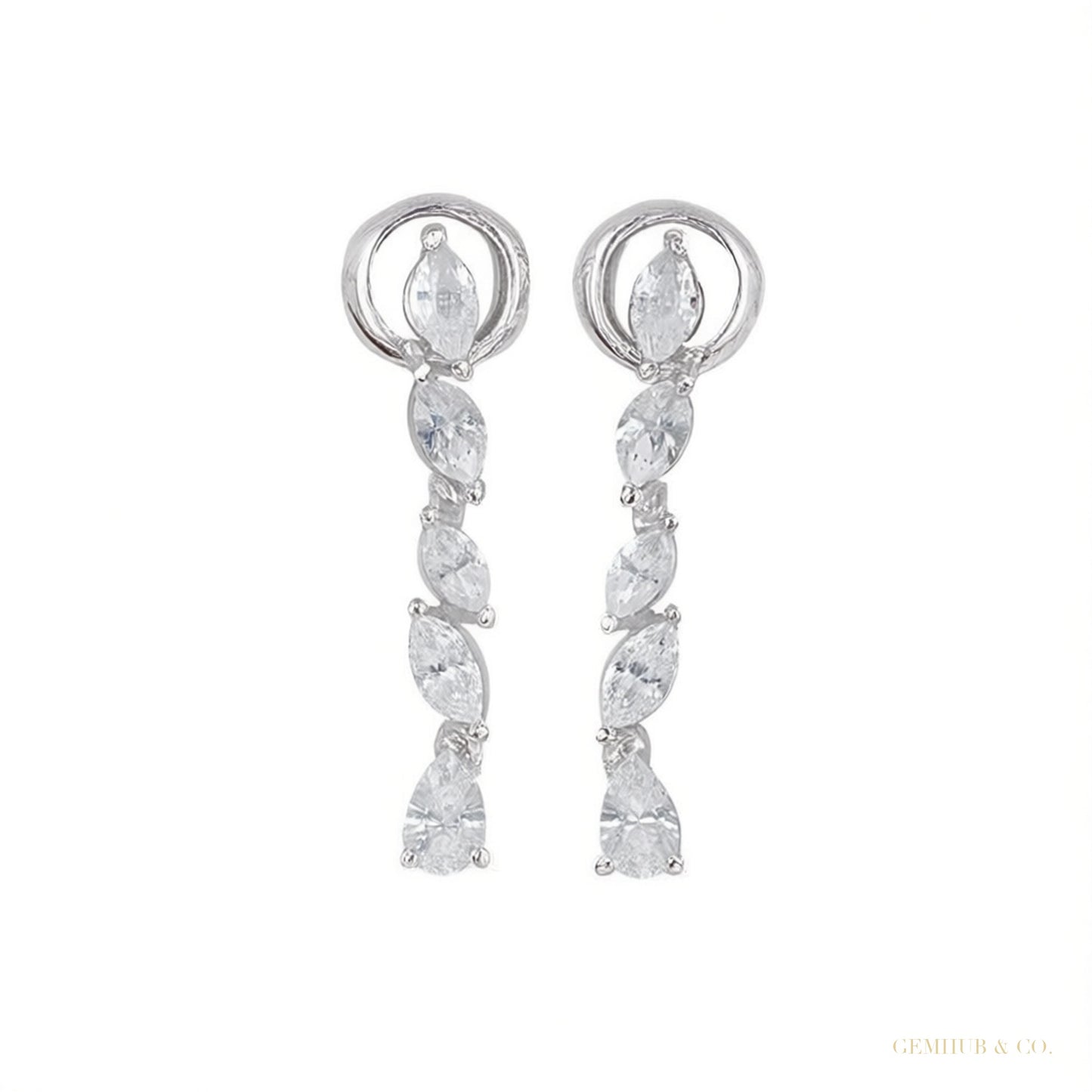 Certified Natural Diamond Tiny Drop Dangle Earrings For Women 14k Gold Pear Cut – white background main image
