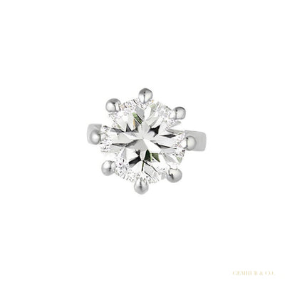 Round Cut Natural Diamond Women's 6 Prong Set Stud Earrings 14k White Gold