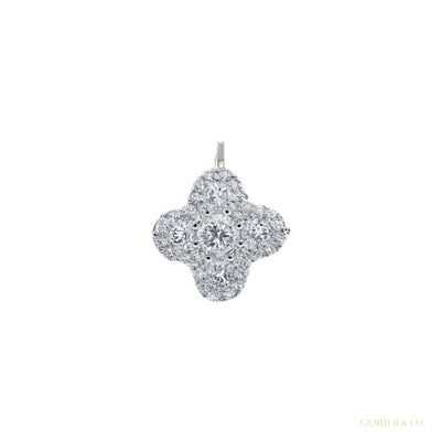 Round Natural GH/SI Diamond Clover Stud Daily Wear Earring 14k White Gold