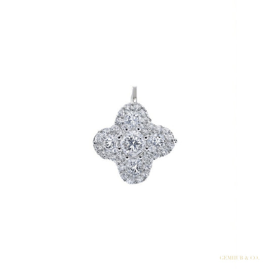 Round Natural GH/SI Diamond Clover Stud Daily Wear Earring 14k White Gold – white background main image