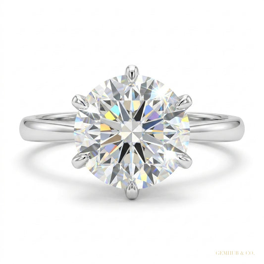 3.70 ct DEW Certified White Moissanite Statement Ring – Christmas Deal 18K Gold Plated 18K Gold Plated – white background main image