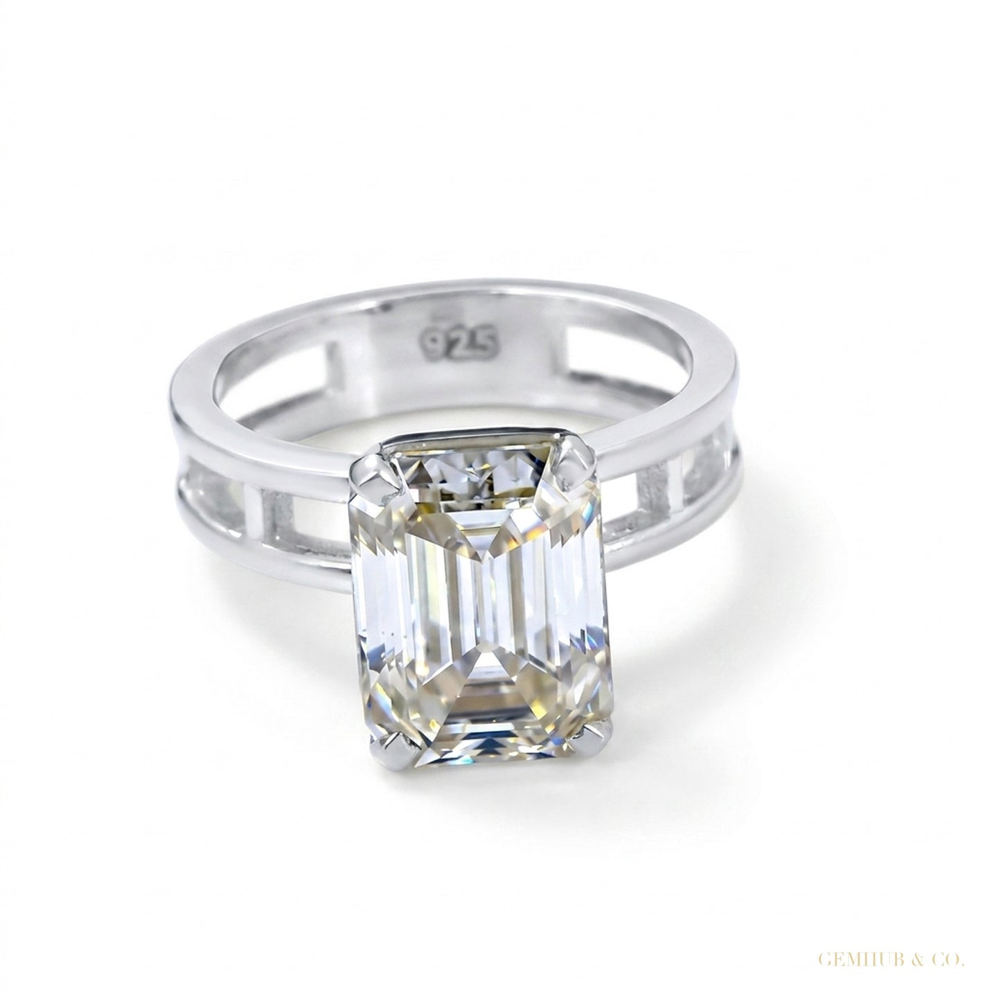 3.80 ct DEW Off White Moissanite Solitaire Ring – Wedding Gift Idea 18K Gold Plated Ver 18K Gold Plated – white background main image