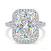 3.95 ct DEW Certified Radiant Cut Off White Moissanite Ring – Gift for Her 18K Gold Pla 18K Gold Plated – white background main image