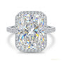 3.95 ct DEW Certified Radiant Cut Off White Moissanite Ring – Gift for Her 18K Gold Pla 18K Gold Plated