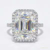 3.95 ct DEW Certified Radiant Cut Solitaire White Moissanite Ring 18K Gold Plated Verme 18K Gold Plated – white background main image