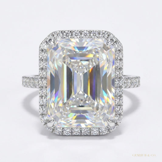 3.95 ct DEW Certified Radiant Cut Solitaire White Moissanite Ring 18K Gold Plated Verme 18K Gold Plated – white background main image