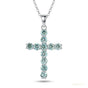 3.00 ct DEW Certified Round Cut Blue Moissanite Plus-Shape Vermeil 925 Silver Pendant