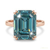35.20 ct DEW Emerald Cut Blue Moissanite Ring in Solitaire Certified 18K Gold Plated Ve 18K Gold Plated – white background main image
