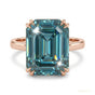 35.20 ct DEW Emerald Cut Blue Moissanite Ring in Solitaire Certified 18K Gold Plated Ve 18K Gold Plated