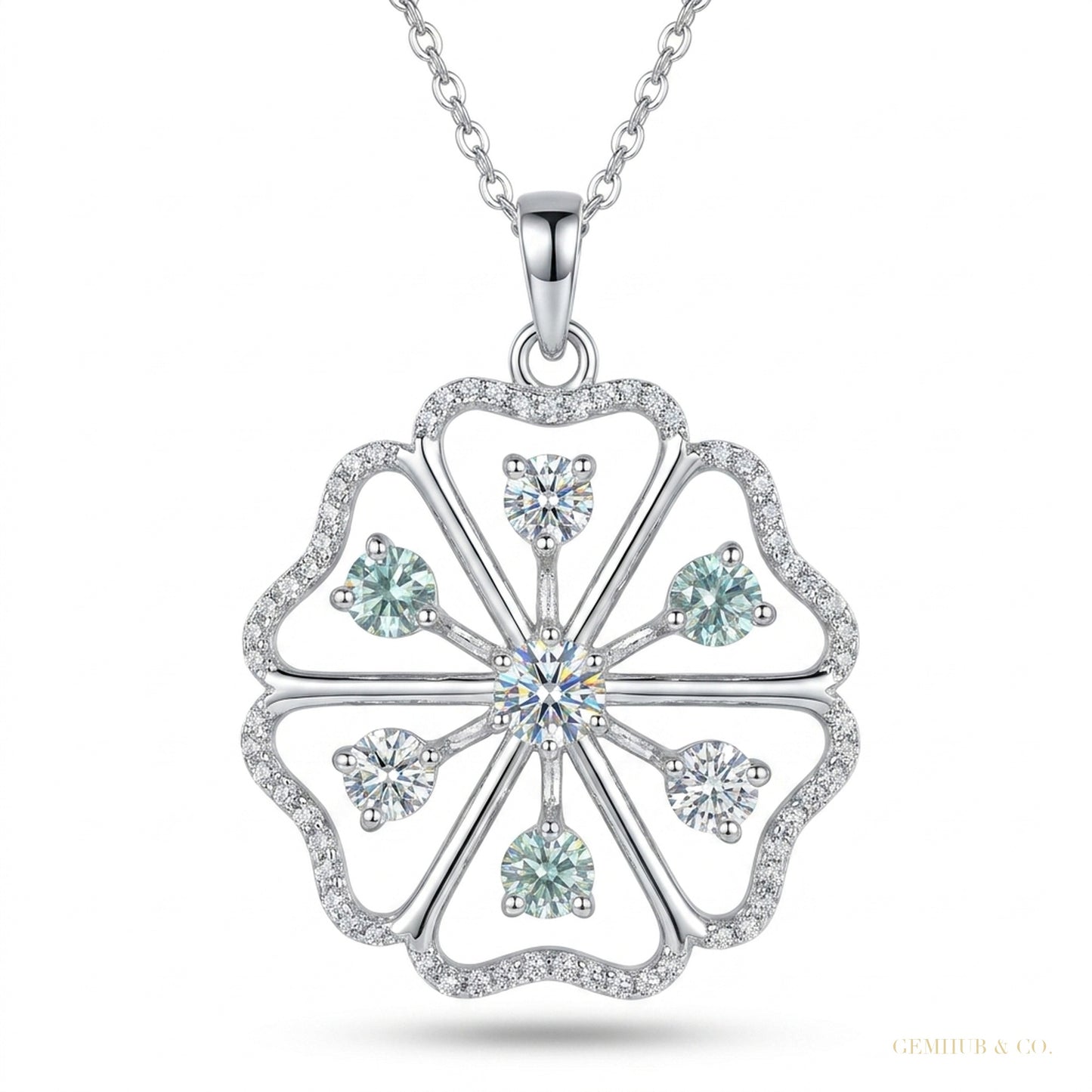3.5 ct DEW Certified Round Cut Moissanite Solitaire Pendant In Gold Vermeil – white background main image