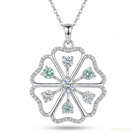 3.5 ct DEW Certified Round Cut Moissanite Solitaire Pendant In Gold Vermeil – white background main image