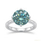 3.60ct DEW Blue Moissanite Round Solitaire Ring