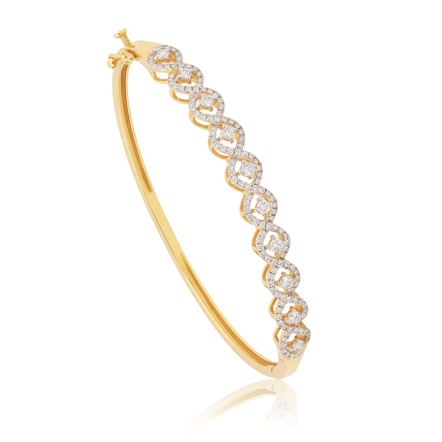 IGI Certified 18K Gold Natural Diamond Bracelet 1.34 CT G-H Color Clarity VS