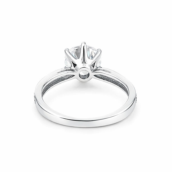 3.20 ct DEW Certified Round Cut White Moissanite Solitaire Ring 18K Gold Plated