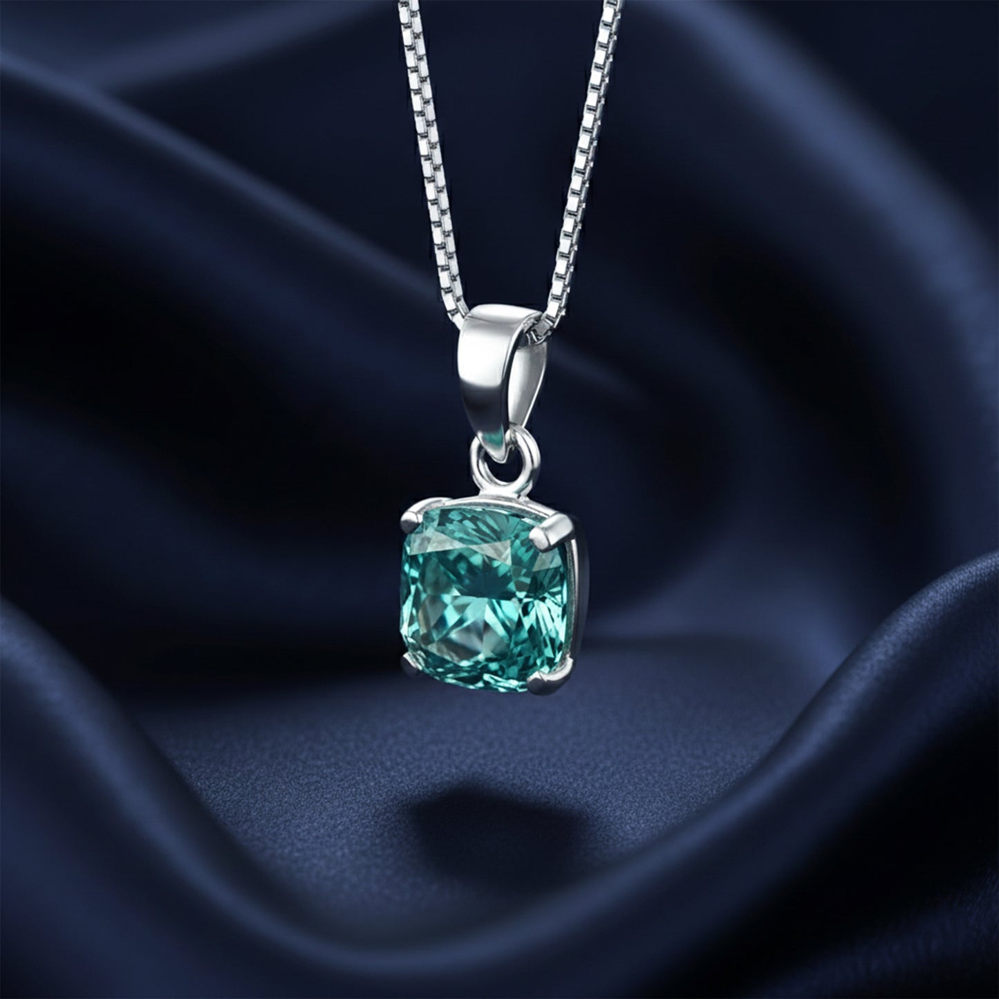 5.50 ct DEW Certified Blue Moissanite Solitaire Pendant in Gold Vermeil Gift