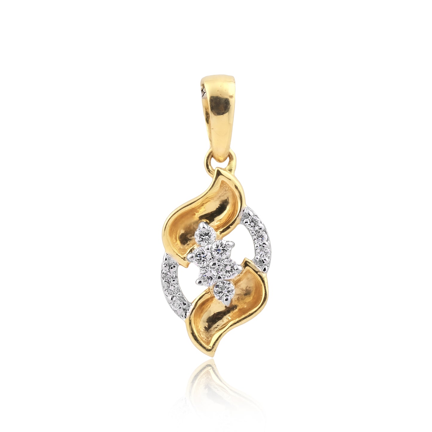 0.38 Ct  Natural Diamond Pendant And Earrings Set 18KT Yellow Gold IGI Certified