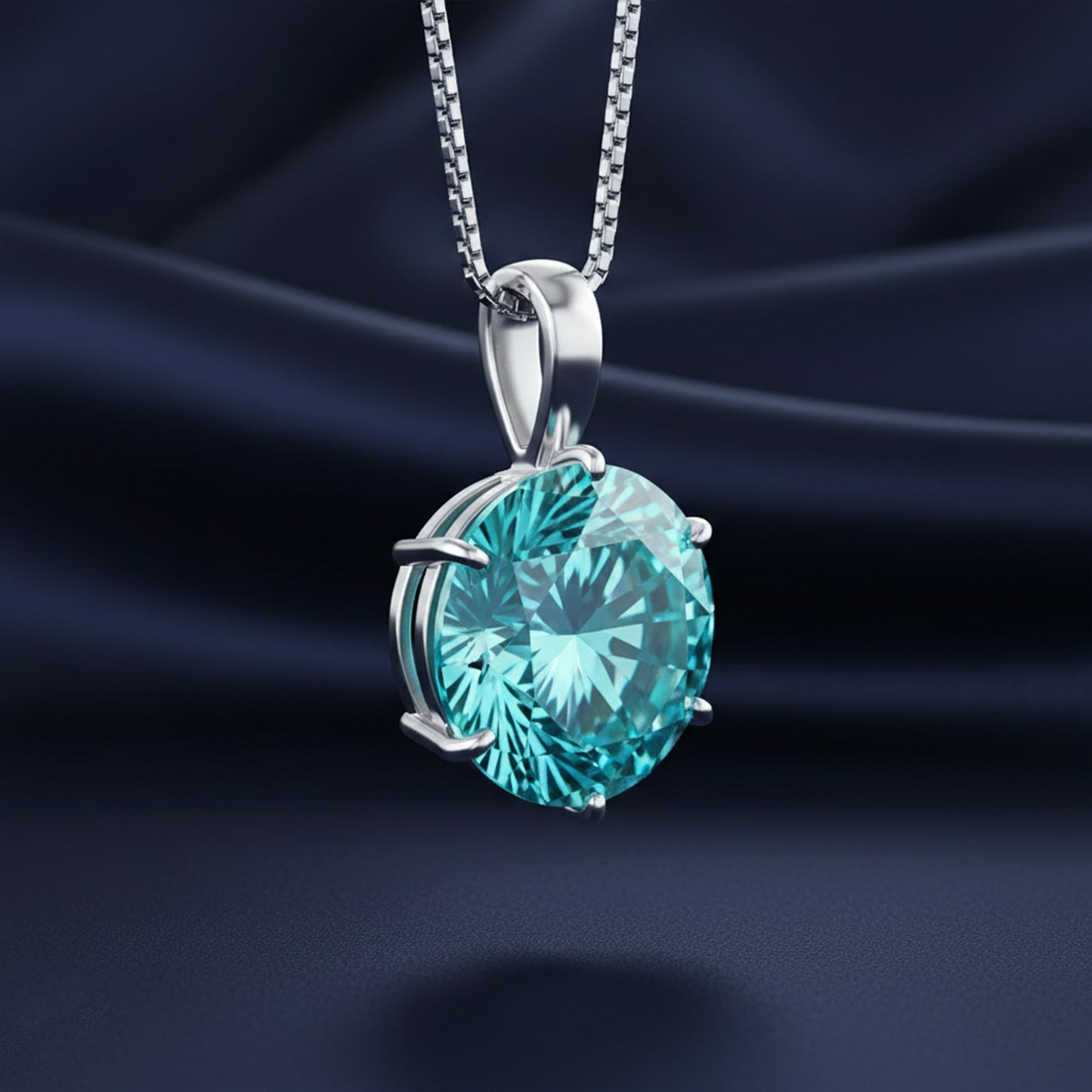 9.30 Ct Certified Blue Moissanite Pendant Gold Vermeil Anniversary Jewelry Gift
